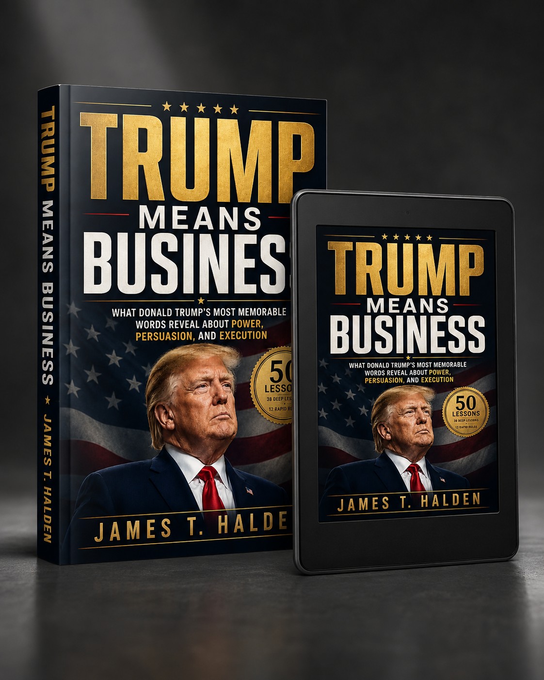 Trump Means Business paperback and Kindle edition covers